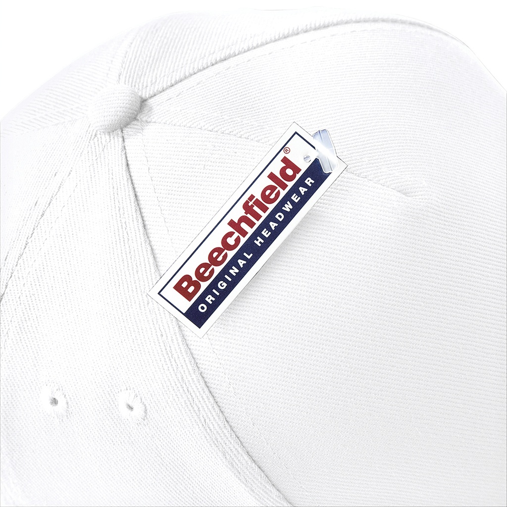 Beechfield Cappellino 5 Pannelli B010.WHI - Nero In Cotone Con Chiusura Velcro - 4